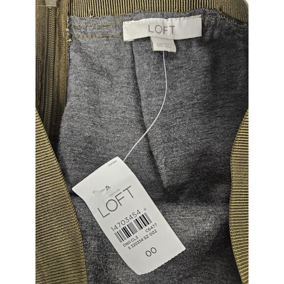 Nwt LOFT Olive Green Lace Pencil Skirt Size 00 XS Ponte Knit Stretch Ann Taylor - Picture 5 of 8